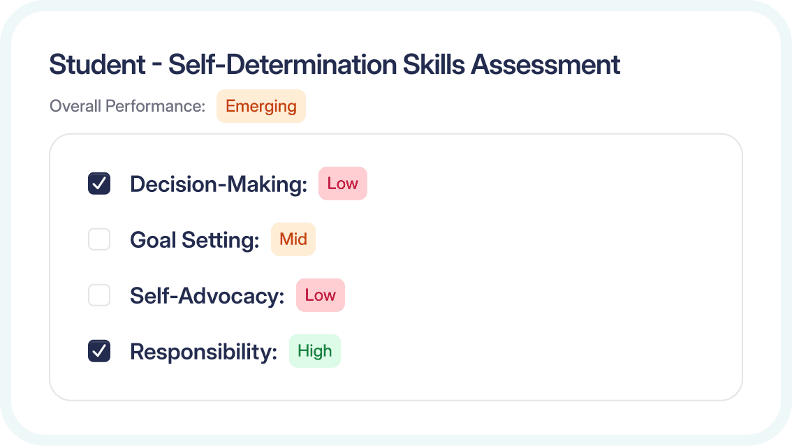 Student - Self-Determination Skills Assessment